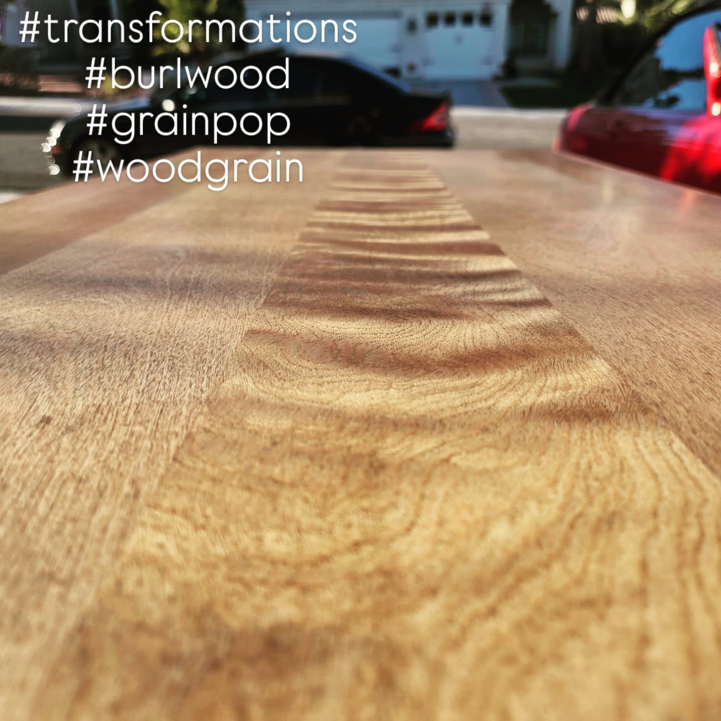 Close view of wood grain during restoration